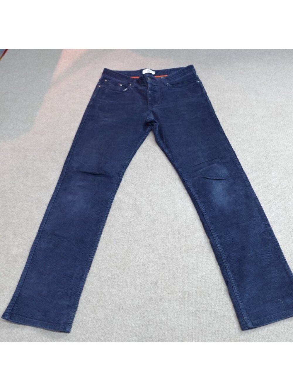Spoke Pants 32 x 30 Blue Navy Corduroy Solid Cotton Elastane Made in Portugal